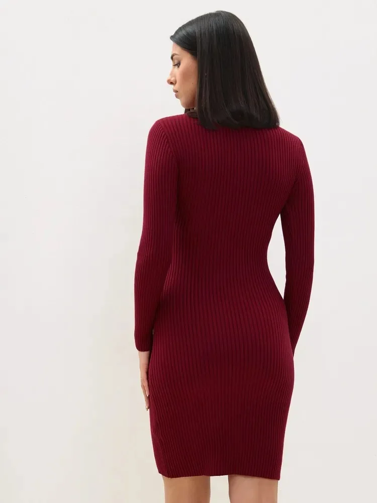 Women's Fashion Winter Turtleneck Slim Sweater Dress Women's Knitted Noodle Sexy Outfit Sweater Dress