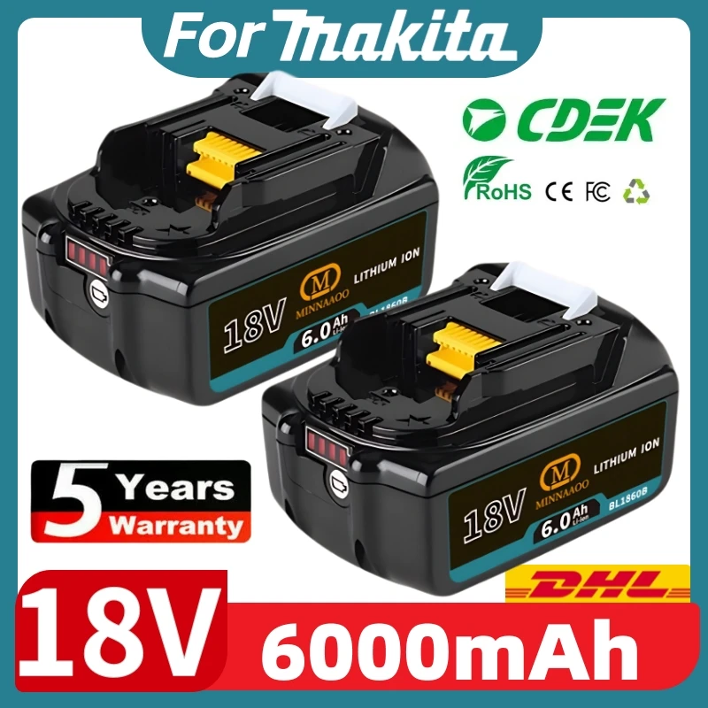 

100% Genuine For Makita 6Ah for Makita18V Battery BL1840 BL1830B BL1850B BL1850 BL1860 Replacement Lithium Battery Power Tools