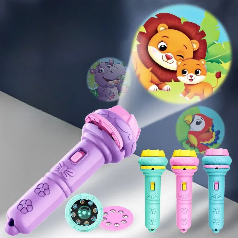 Cartoon Projection Flashlight 32 Patterns Creative Children Flashlight Toy Projector Baby Toys Bedtime Story Book Education Toys