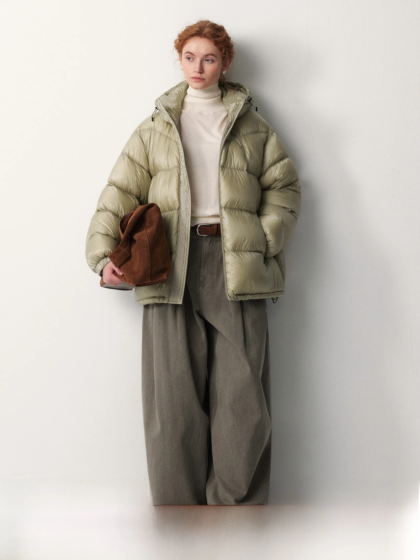 

Женская зимняя утепленная куртка-пуховик Plus 90 White Du с длинными рукавами, на молнии, повседневная, теплая, объемная