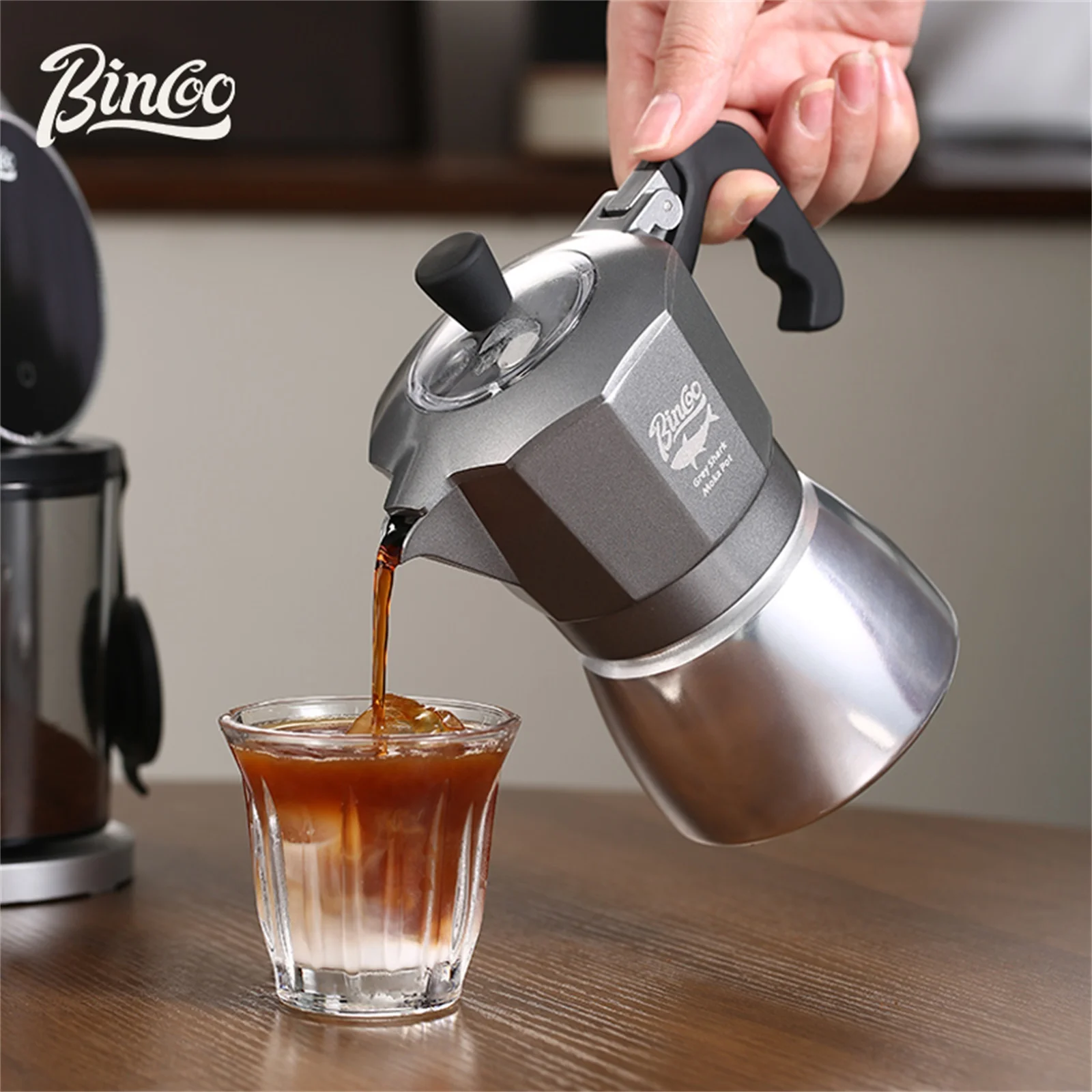 Bincoo Dual Valve Moka Pot Espresso Concentrated Latte Mocha Pot Brewed Coffee Extraction Pot Italian Home Barista Tools 220V - Image 3