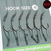 6PCS Carp Fishing Line Ready Tied Carp Hair Rigs Ready Made Carp Fishing Hook Line Hair Rig Carp Fishing Hooks Sizes 2# 4# 6# 8#