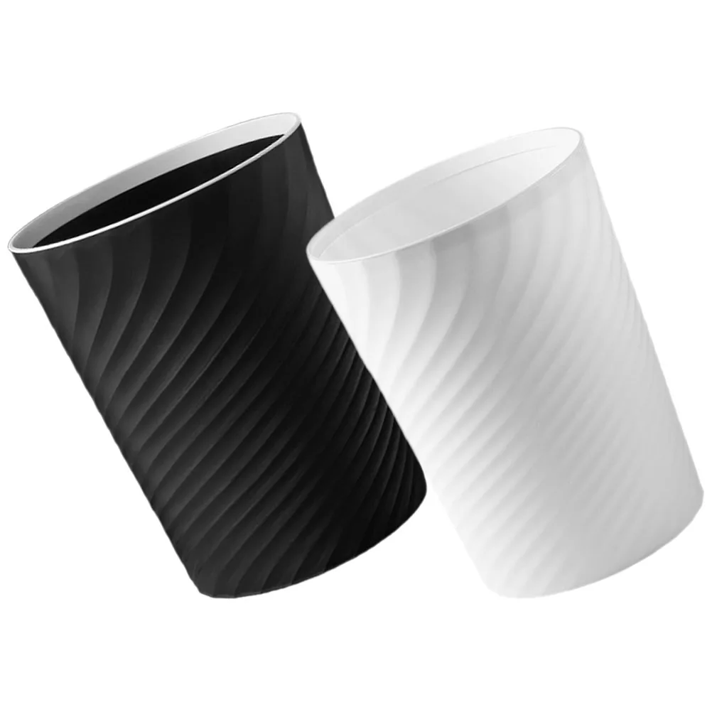 

2Pcs Simple Trash Can No Lid Paper Bin Sturdy PP Plastic Waste Basket for Bathroom Bedroom Kitchen Office Home Use