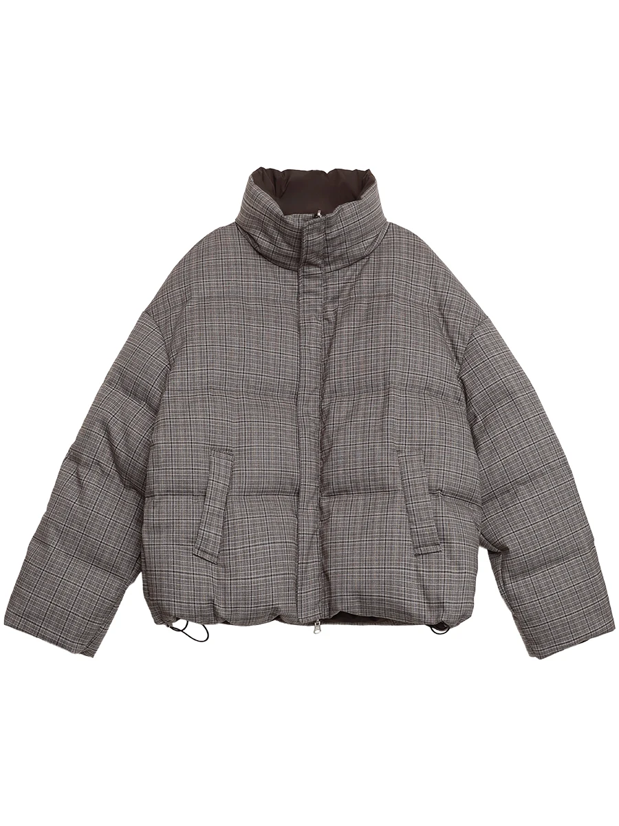 شيك فين النساء أسفل معاطف الرجعية الوجهين الوقوف طوق أسفل سترة 90 الأبيض بطة أسفل معطف الإناث الخريف الشتاء 2025