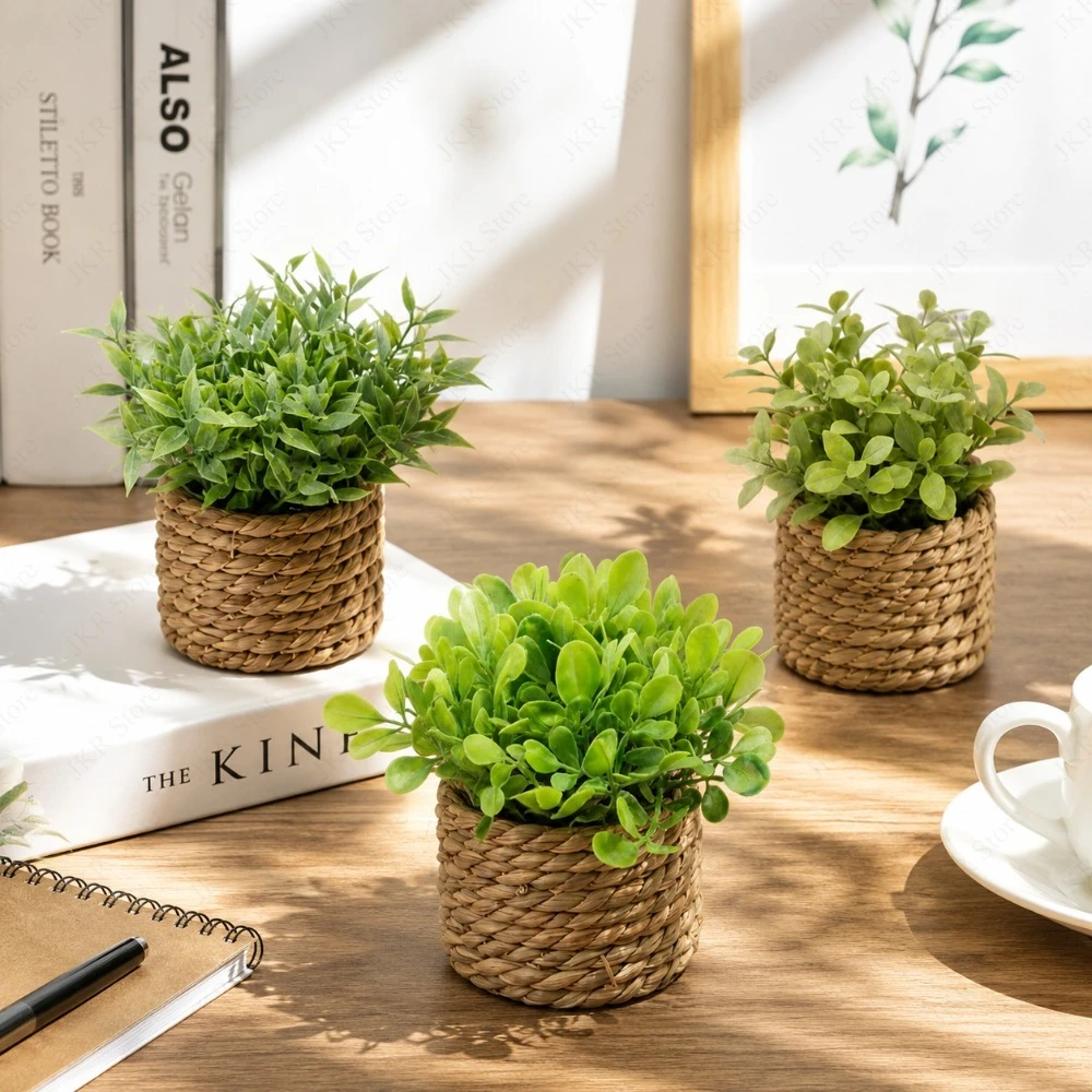Small Faux Potted Plant Realistic Artificial Green Plant Decorative Pot for Office Desk Living Room Bedroom Table Home Decor - view 2