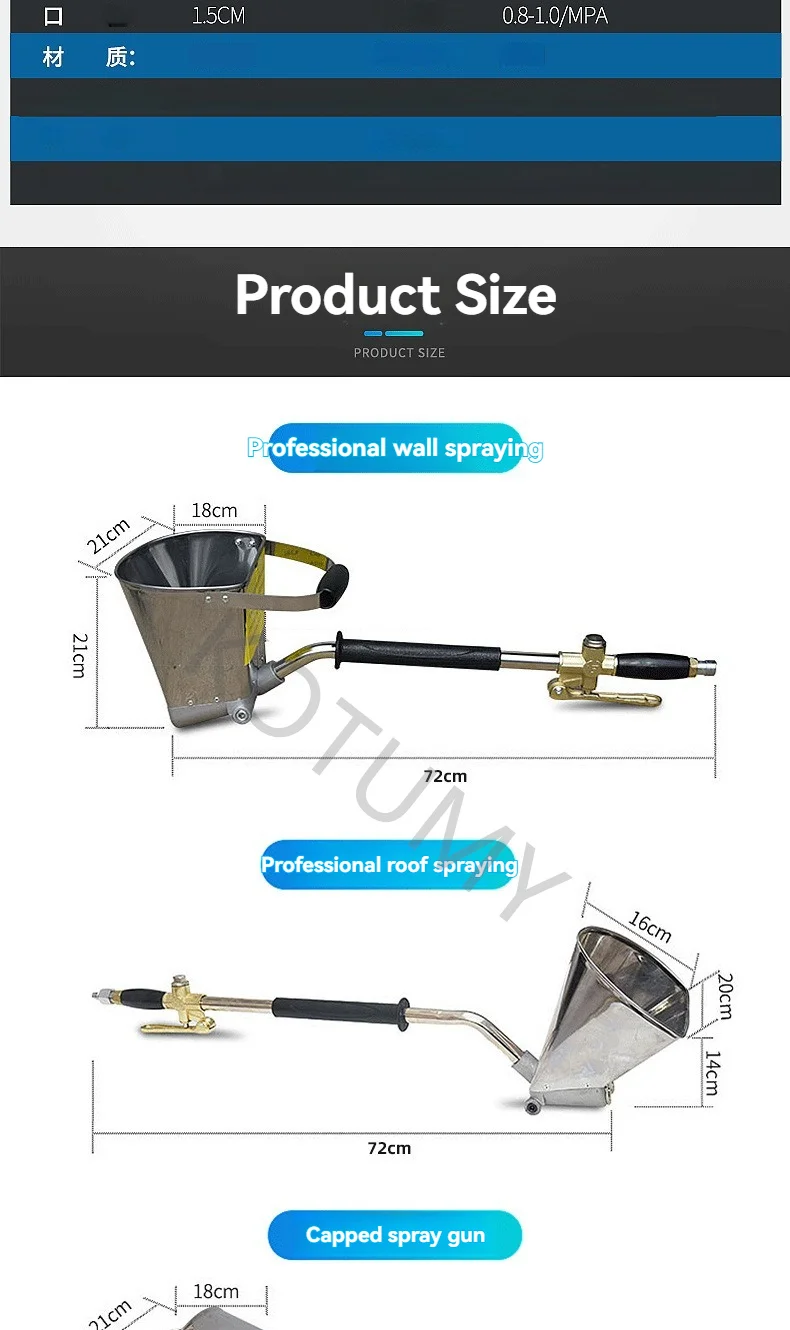 4 Hole 63/72cm Professional Wall Cement Spray Gun, Home Cement Mortar Sprayer, Air Plaster Sprayer With Oversized Hopper