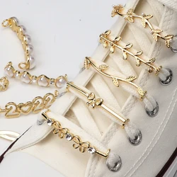 Shoelaces Decoration Clips Buckle Pearl Shoes Charm Accessories Shiny Rhinestones Women Girl Decorative Sneakers DIY 1Pc Fashion