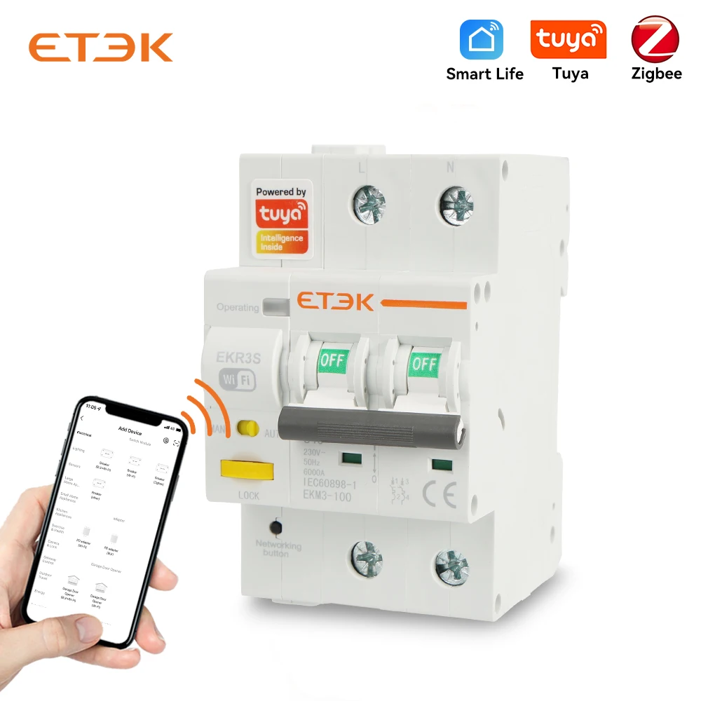 

ETEC TUYA MCB With metering Smart Miniature Circuit Breaker AC Type Smart Life Remote control Timed 2P 3P EKR3S