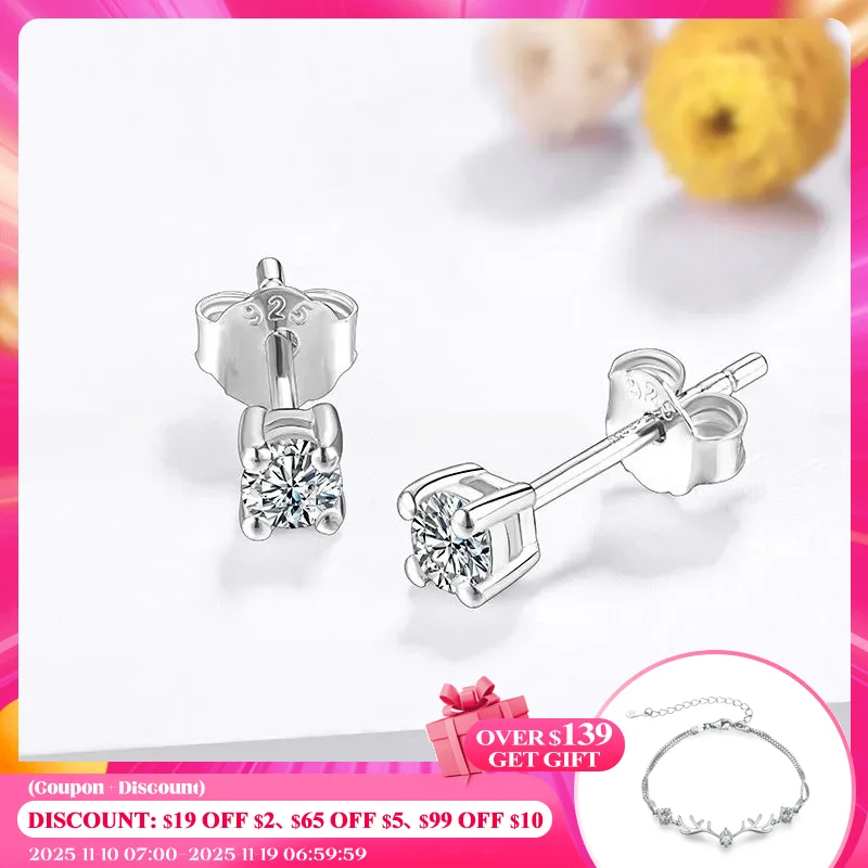 

ATTAGEMS VVS1 D Round Cut 3.0MM Diamond Test Passed Moissanite Diamond 925 Sterling Silver Earring Fine Jewelry Girlfriend Gift