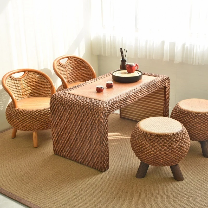 

Balcony tea table and chair combination rattan chair mini small tea table leisure