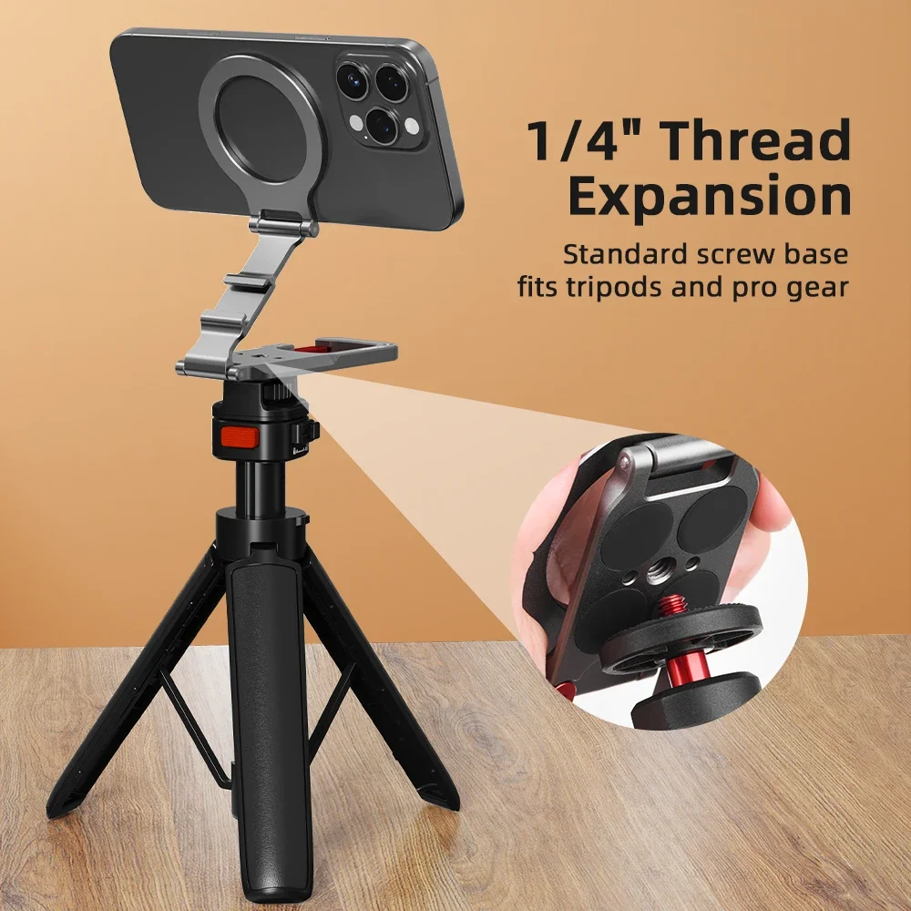 Flymile Magnetic Stand for iPhone 16 15 14 13/Pro/Max,Phone Holder With Carabiner Suitbale For Travel,Phone Accessories