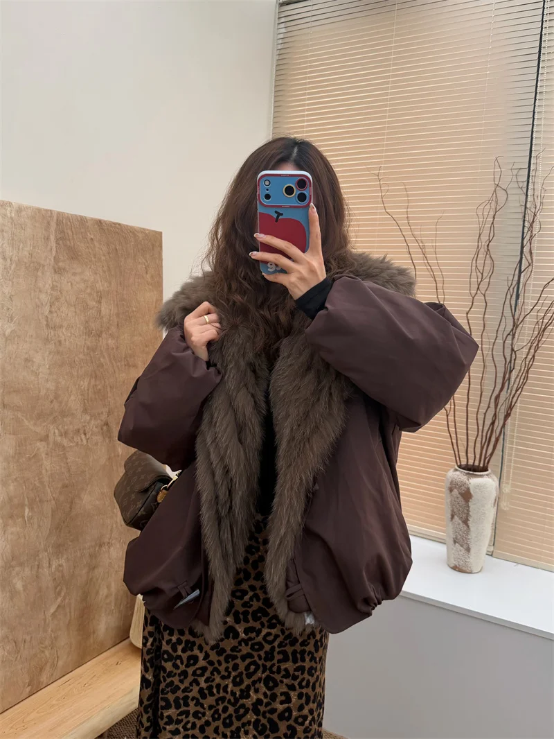 

Detachable Fur Collar Parka Jaet Women's 90 White Goose down Coat Korean Sle Loose Fit Warmth Long Sve