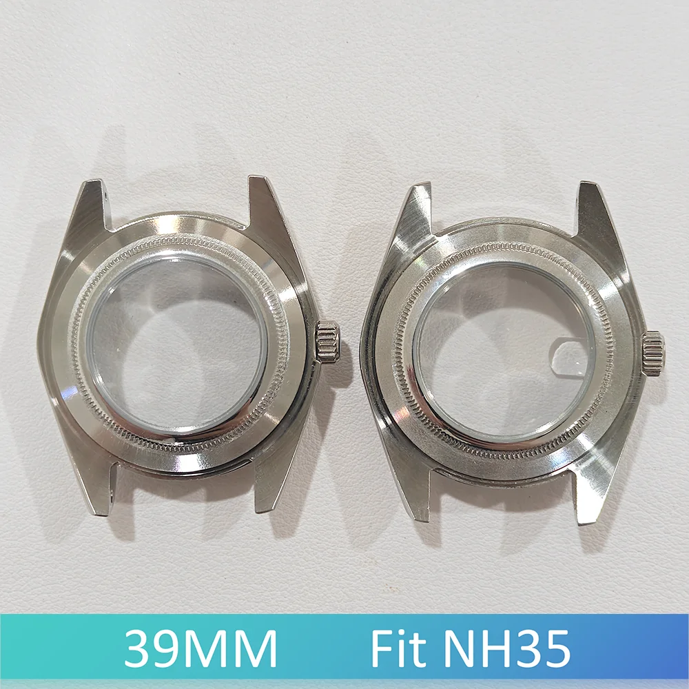 NH35 케이스 39mm, 오이스터 시계 케이스 316L 스테인리스 스틸 사파이어 글라스 투명 바닥 쉘, 캘린더 스트랩 부품 포함