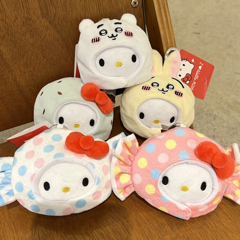 Hello Kitty Headset Kat Hanger Cartoon Pop Sleutelhanger Pluche Pop Speelgoed Kettingen Rugzak Hanger Sleutelhanger Accessoires Geschenken