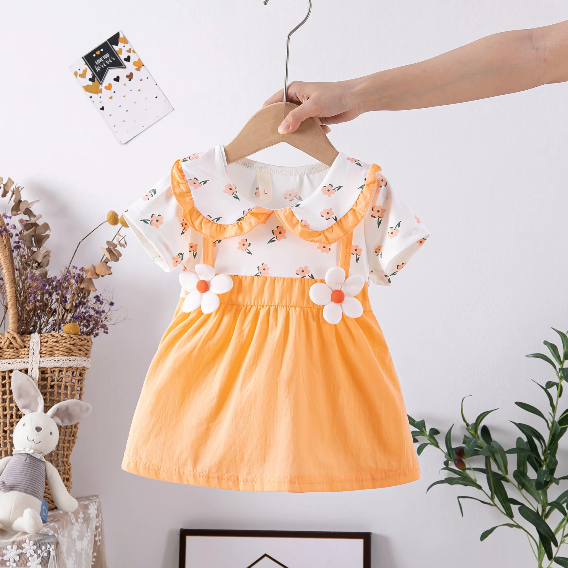 

9M-2T summer children kids baby girls fashion cartoon short sleeve dress
