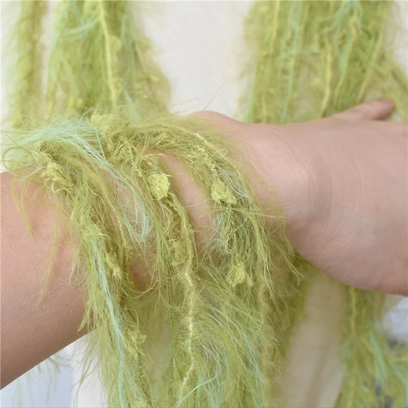 Green Plush Fringe Lace Accessories Creative Cotton Thread Wool Blend Wedding Decoration Renovation Design Clothing Fabric