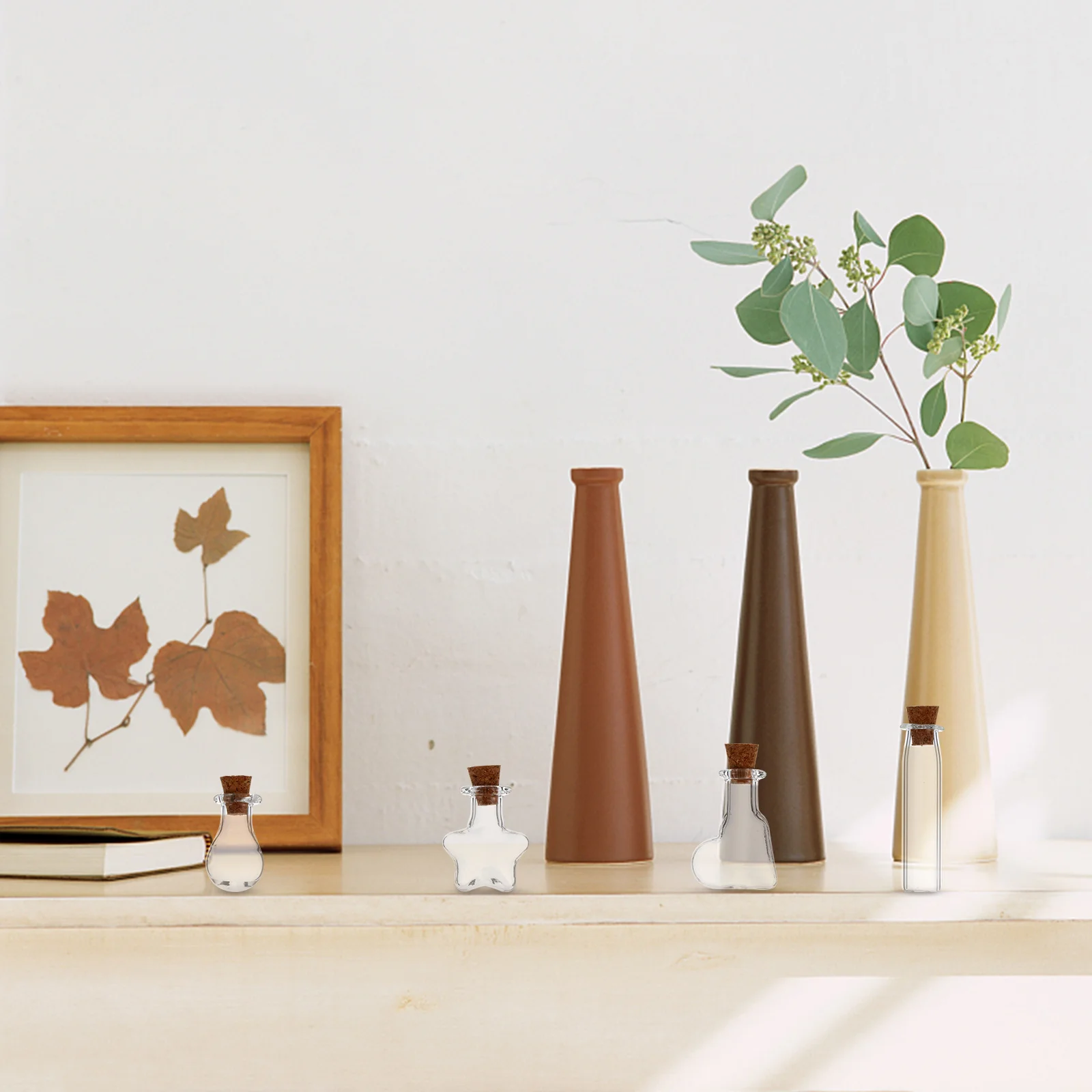 

50Pcs Transparent Mini Glass Bottles 10ml Cork Stoppers Wish Jars Perfume Essential Oil DIY Accessories