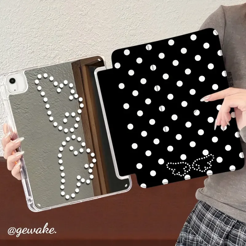 Polka Dots Angel Wings Mirror Cover For iPad Pro 13 11th M5 M4 12.9 A16 10 8 7 9th 10th For Ipad Air 11 M2 M3 Mini Tablet Case