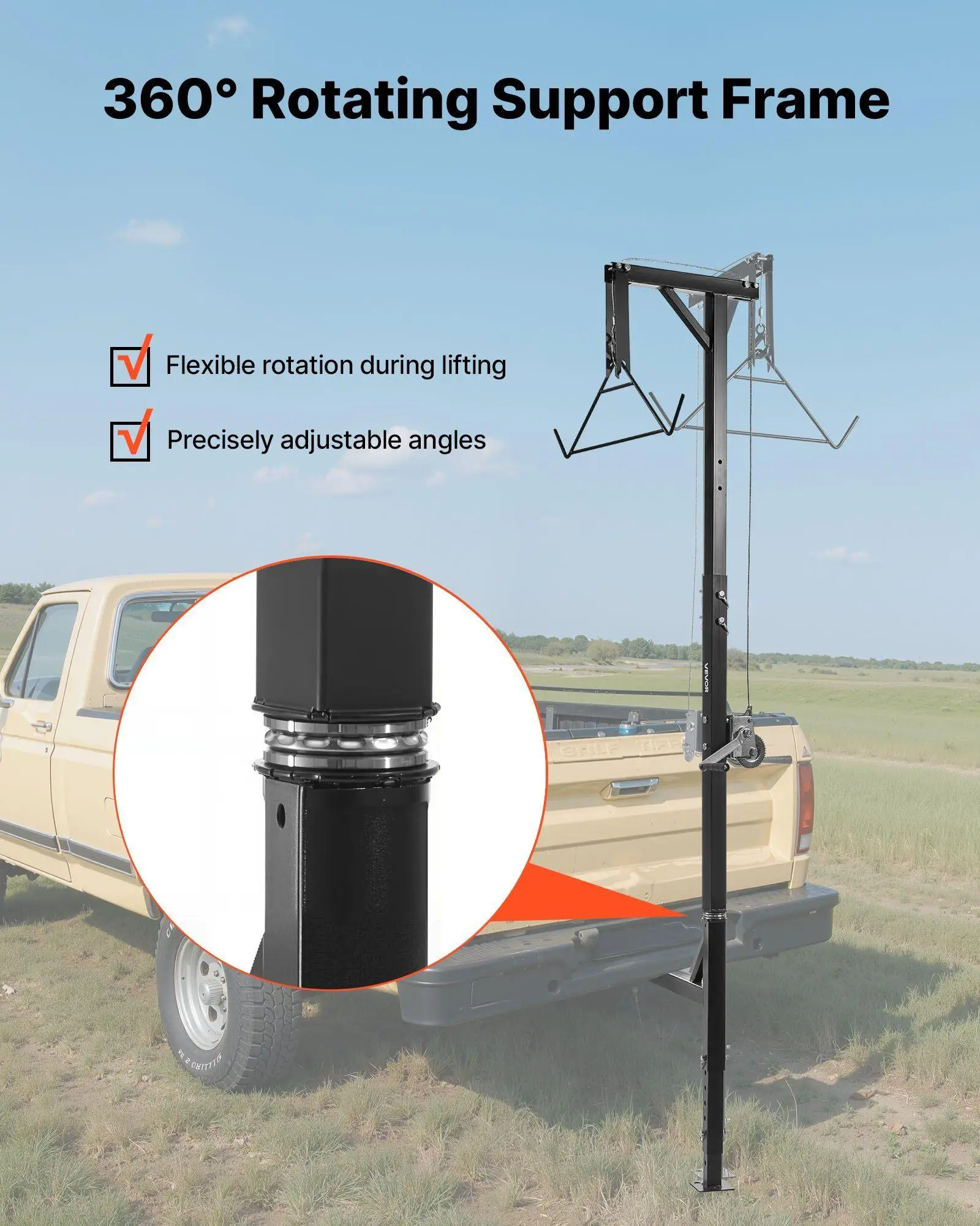 رافعة وصلة شاحنة تحميل 400 رطل مع 360 درجة °   دوران وارتفاع قابل للتعديل من 73.6 إلى 100 بوصة