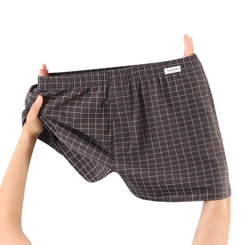 Checkered Arro Pants Loose Underwear Men's Shorts Pure Cotton Breathable Flat Corner Pants  5PCS