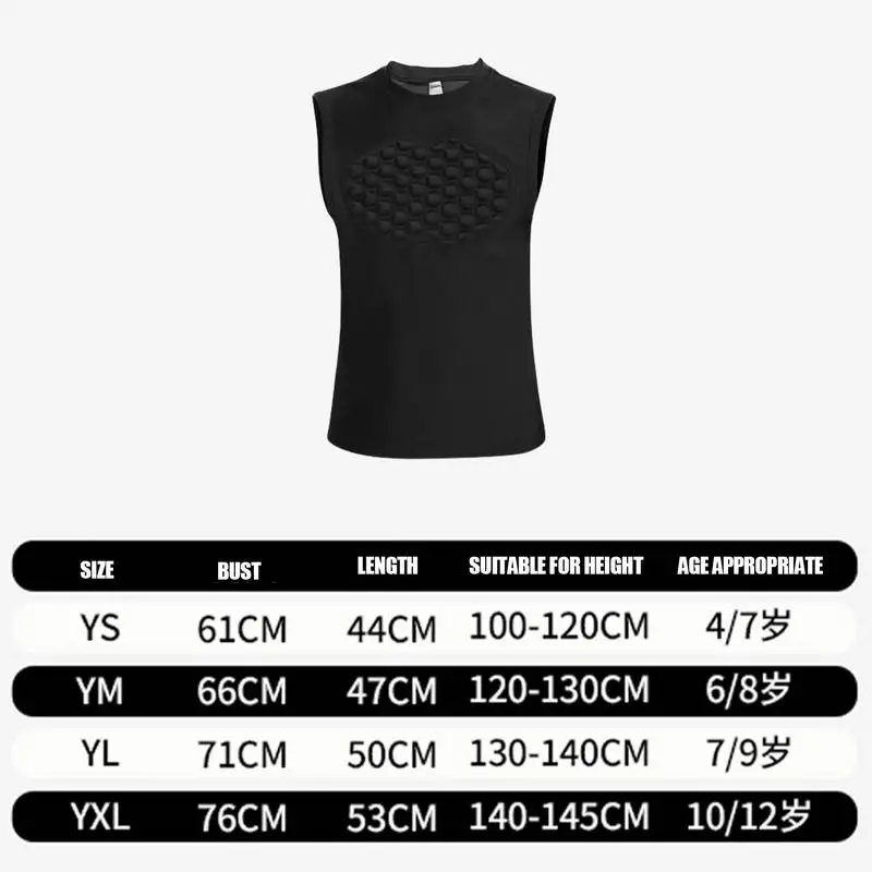 Youth Padded Football Shirt Sternum Protection Shirt Vest Chest Rib Hip Protector Rib Protectors Kids Heart Guard Shirt