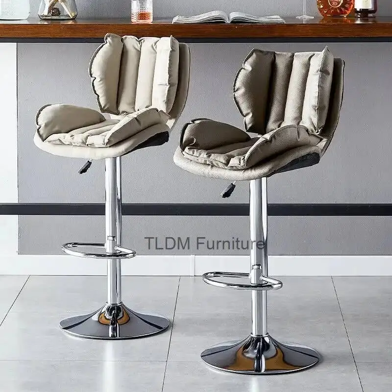 

Adjustable Swivel Bar Stool Comfortable Padded Kitchen Stool Modern Pub Counter Chair with Chrome Base