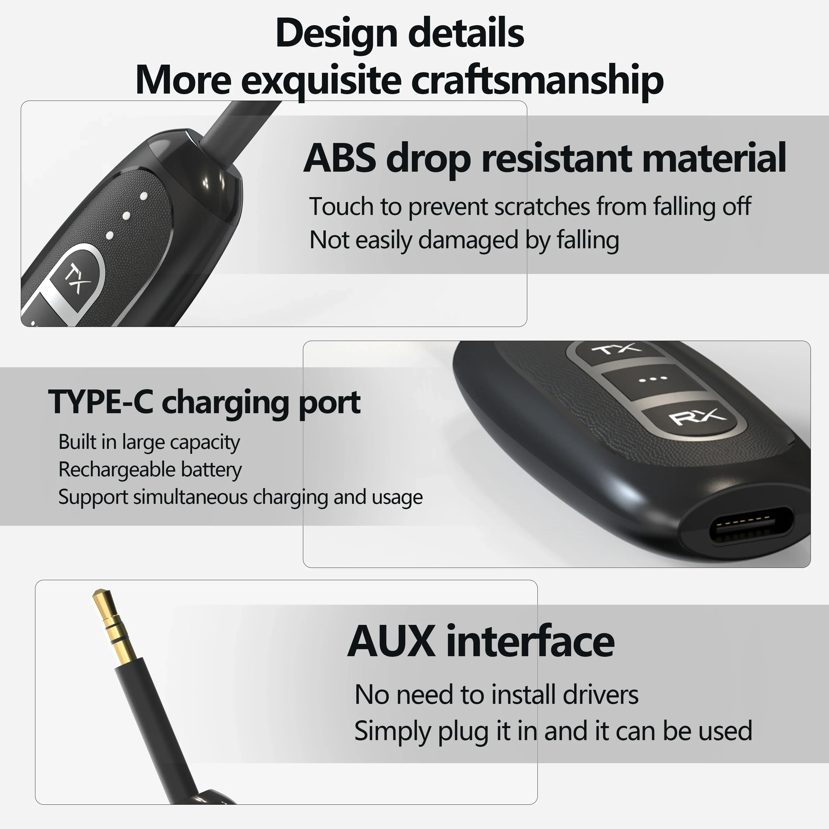 3-in-1 LE515 Bluetooth 5.4 Transmitter and Receiver, Upgraded LC3 Broadcast Mode, Long Battery Life, Portable Bluetooth Adapter