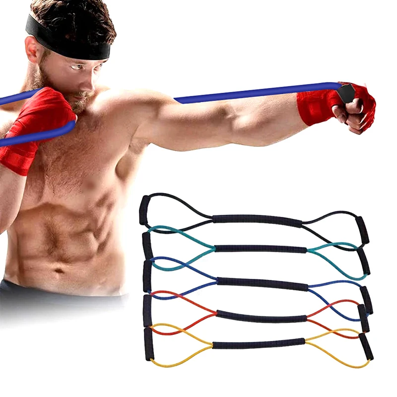 New 8-shaped Tension Rope Rubber Resistance Band Exercise Elastic Band With Handles Boxing Tension Belt For Leg Thigh HomeAcc