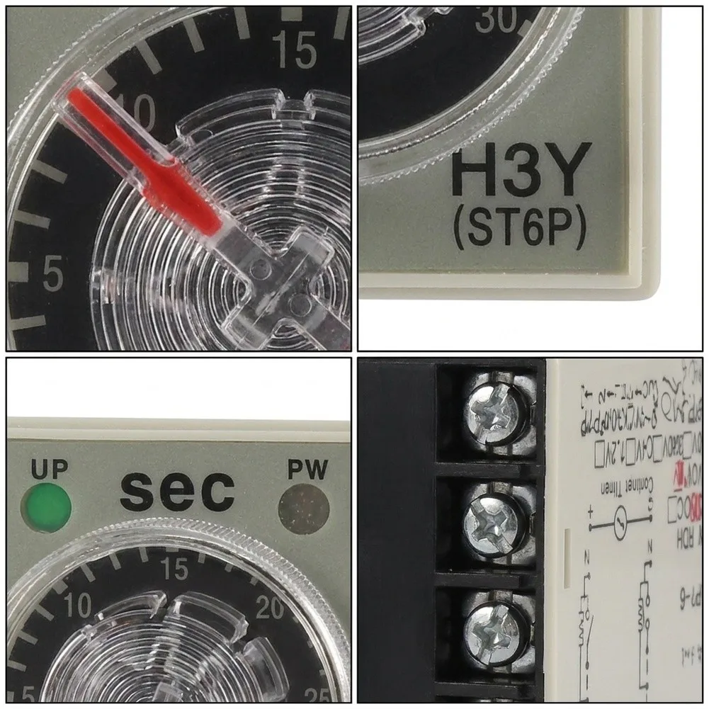 AC220V 30 Second Mechanical Timer Relay for h3y(ST6P) 2 8 Pin Dual SPDT Contacts for Sequential Operation and Small Machine for