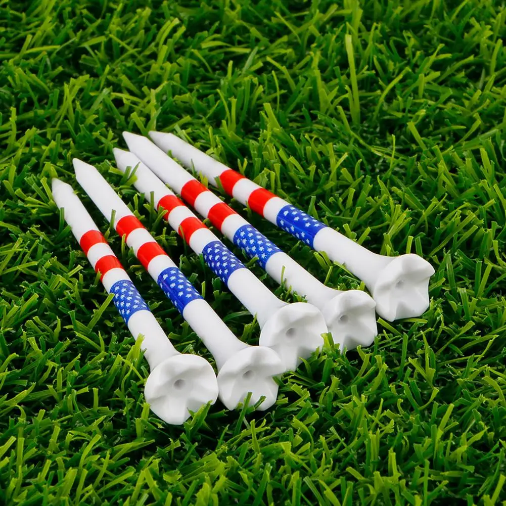 10/20/50 Pcs Golf Tees Plastic Golf Tees Reduces Friction Side Spin Golf Accessories USA Flag Pattern Long Golfs Tees Bulk