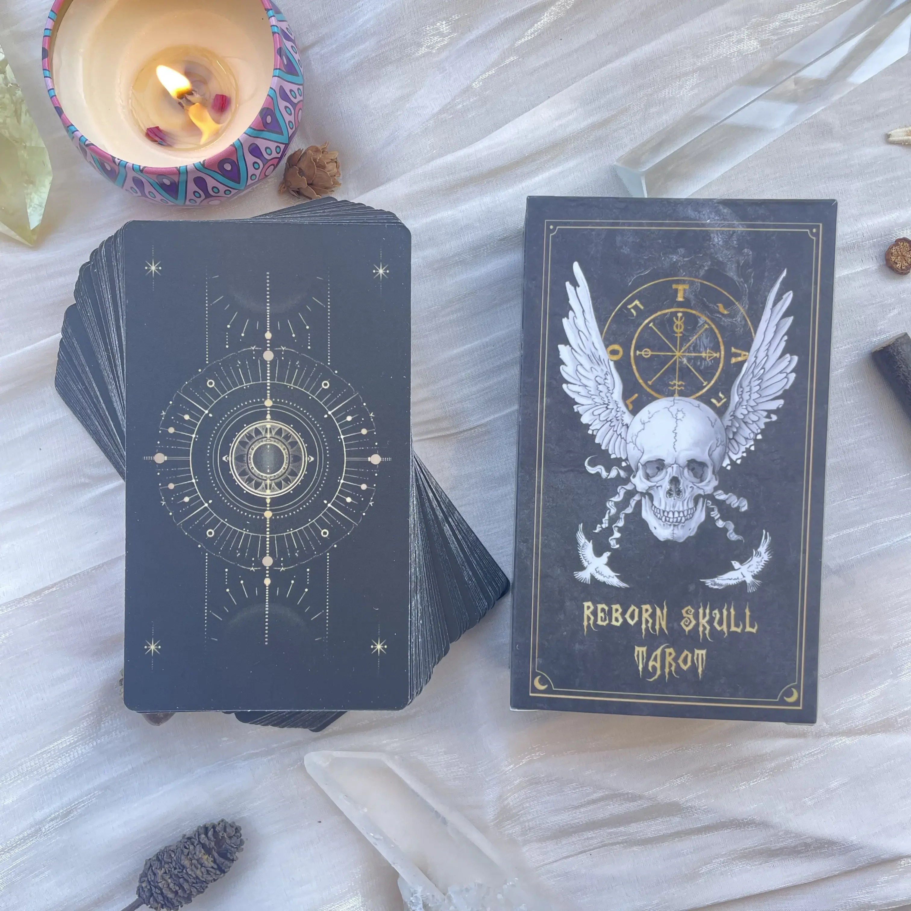 Professional Divination Deck Oracle Skull Tarot Cards Beginners High Quality Matte 12x7 Attached Spanish Russian PDF Guidebook