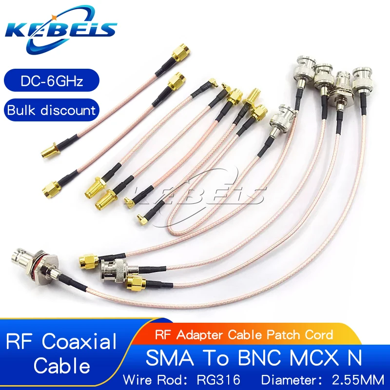 RF Connecting Cable BNC to SMA Male To Female RG316 Extension Cable N to SMA To MMCX MCX SMB Adapter Nut Bulkhead Extension Coax