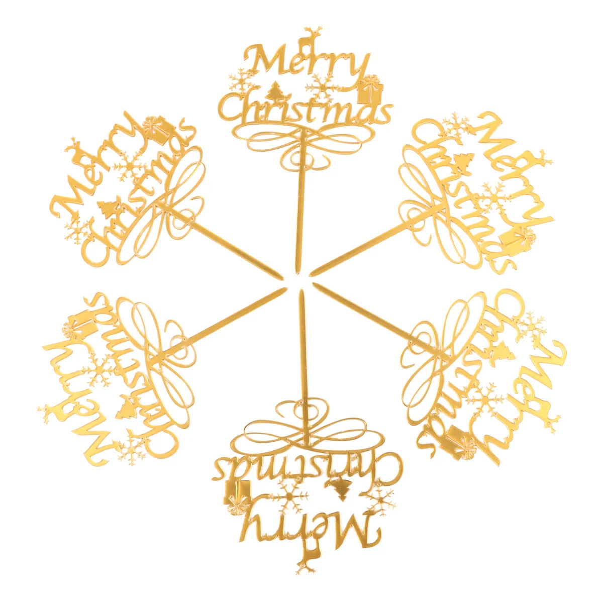 

6Pcs Premium Acrylic Christmas Cake Toppers Snowflake Design Safe for Cake Decorating Party Supplies Cupcake Toppers