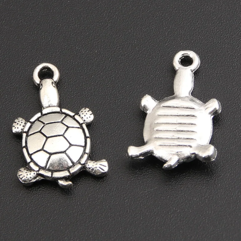 50PCS Tibetan Silver Color Sea Tortoise Turtle Pendants Charms Jewelry Findings Necklace Accessories SALE