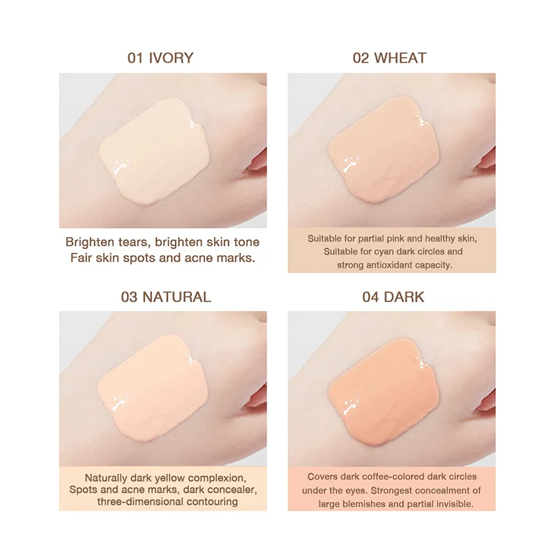 3,5 g mini gezicht vloeibare concealer en basis volledige dekking pak voor alle huid gezicht oogmake-up cosmetica 4 kleuren gezicht concealer a4o3