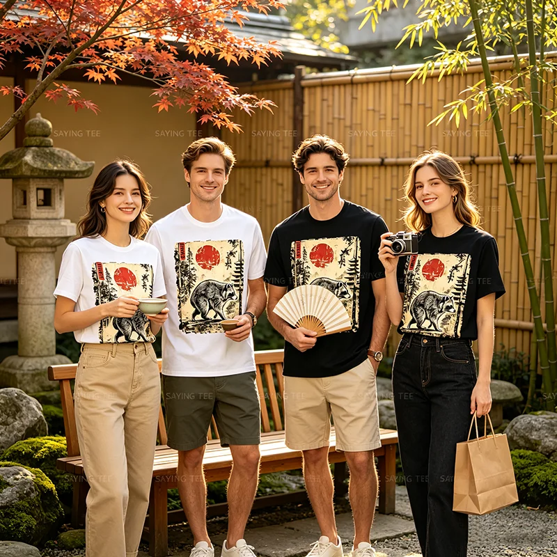 Jimothy T-Shirt Vintage Japanese Ukiyo-e Raccoon Shirt Unisex Casual Short Sleeve Funny Trash Panda Graphic Tee Y2k Cartoon Tops