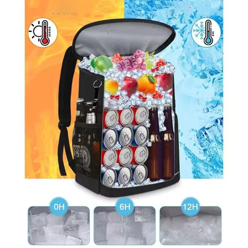 

22L Portable Thermal Lunch Bag Food Box Durable Waterproof Cooler Ice Insulated Case BBQ Camping Oxford Dinner Backpacks Icebox