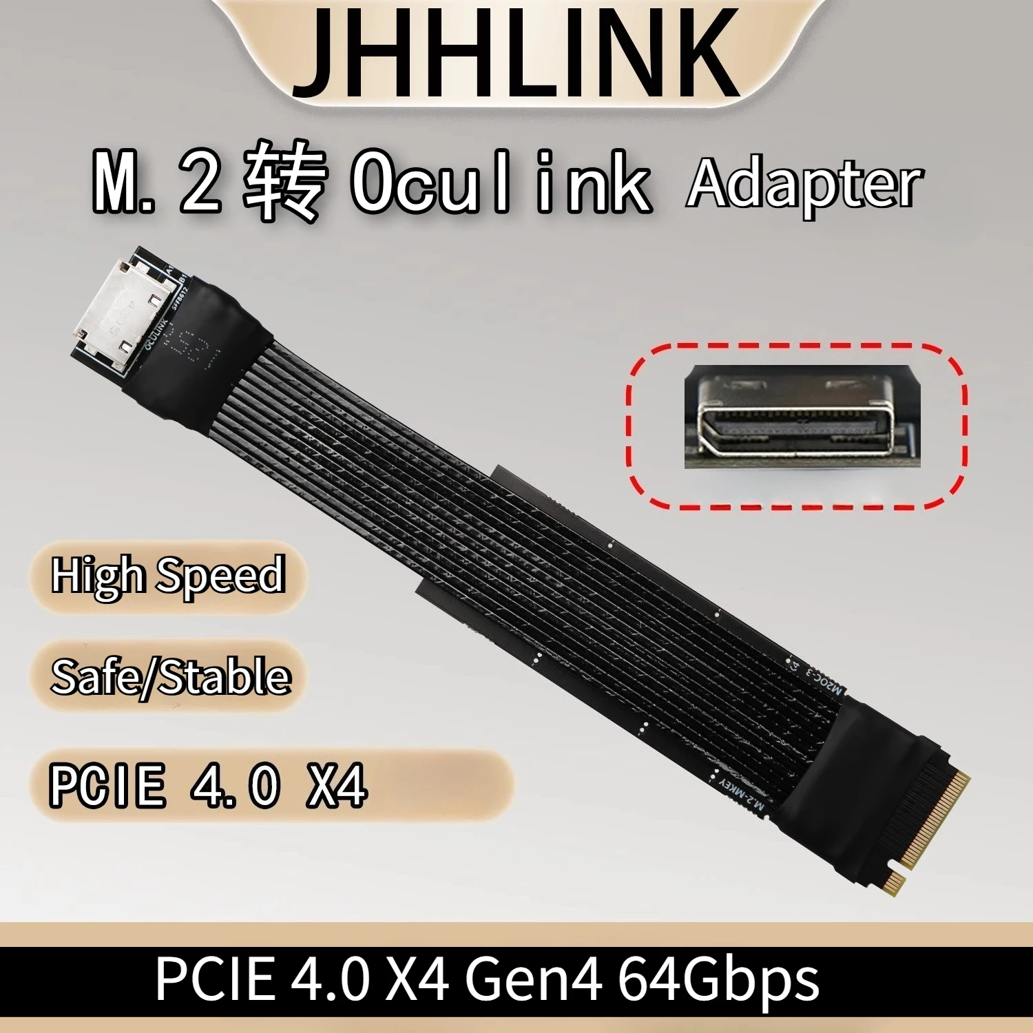 M.2 to Oculink 4i Extension Cable M.2 Mkey NVME to SFF 8612 Adapter Cable PCIe 4.0 X4 Gen4 Silver Plated Cable External GPU Dock