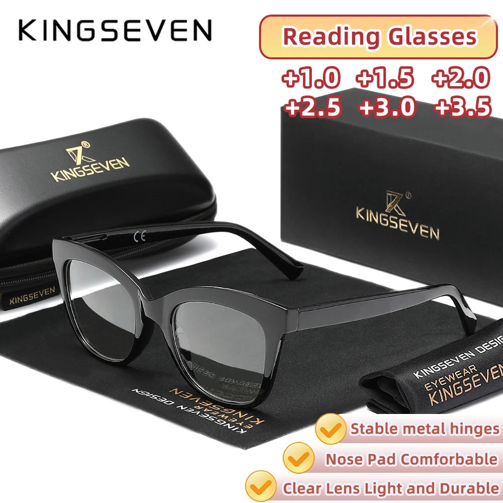 KINGSEVEN Damen Grade Retro Lesebrille Hyperopie Optische Linse +1,0 ~ +3,5 Für Männer Rechteckiger Rahmen Mit verschreibungspflichtigen Brillen