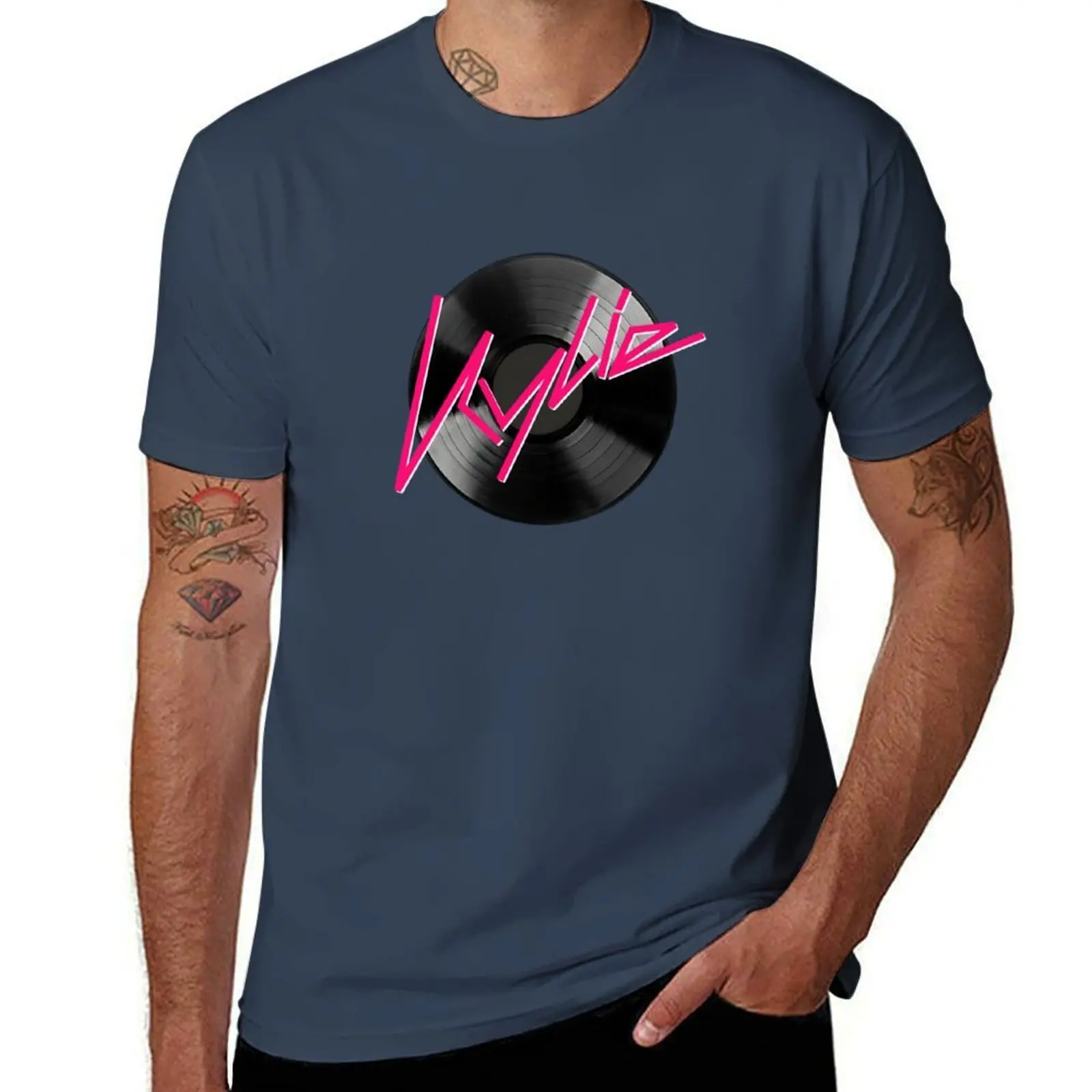 

Kylie Minogue - record (black and pink) T-Shirt Classic Print Short Sleeve Shirt