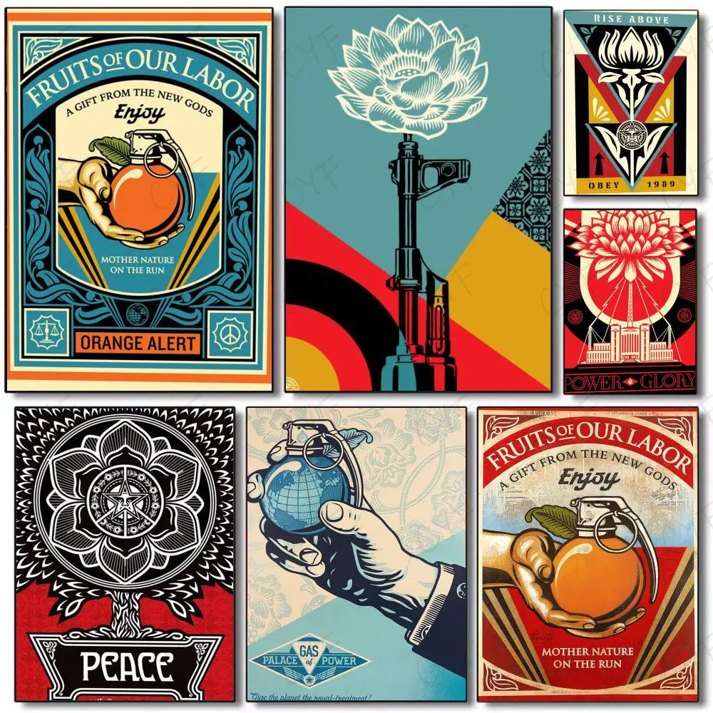 Abstract Street Art Works Shepard Fairey Poster Poster Painting Wall Art Mural for Living Room Home Decor and Gifts