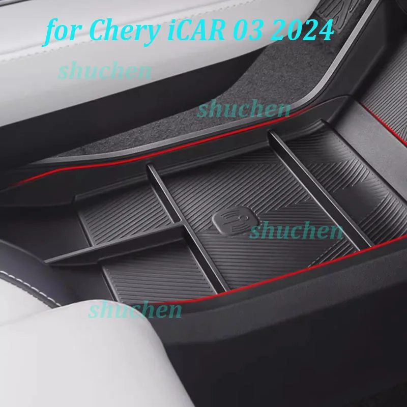 

Car Armrest Case Storage Box for Chery iCAR 03 2024 Under Central Console TPE Storage Box Layering Box Interior Accessories