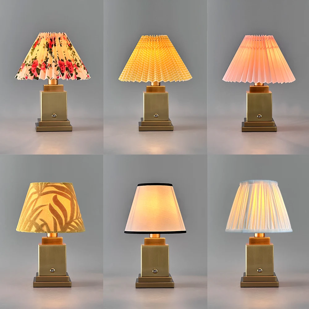 2700K Aluminum Modern Table Lamp | Cordless Touch Dimming E14 Square Fabric Shade Rechargeable Reading Light