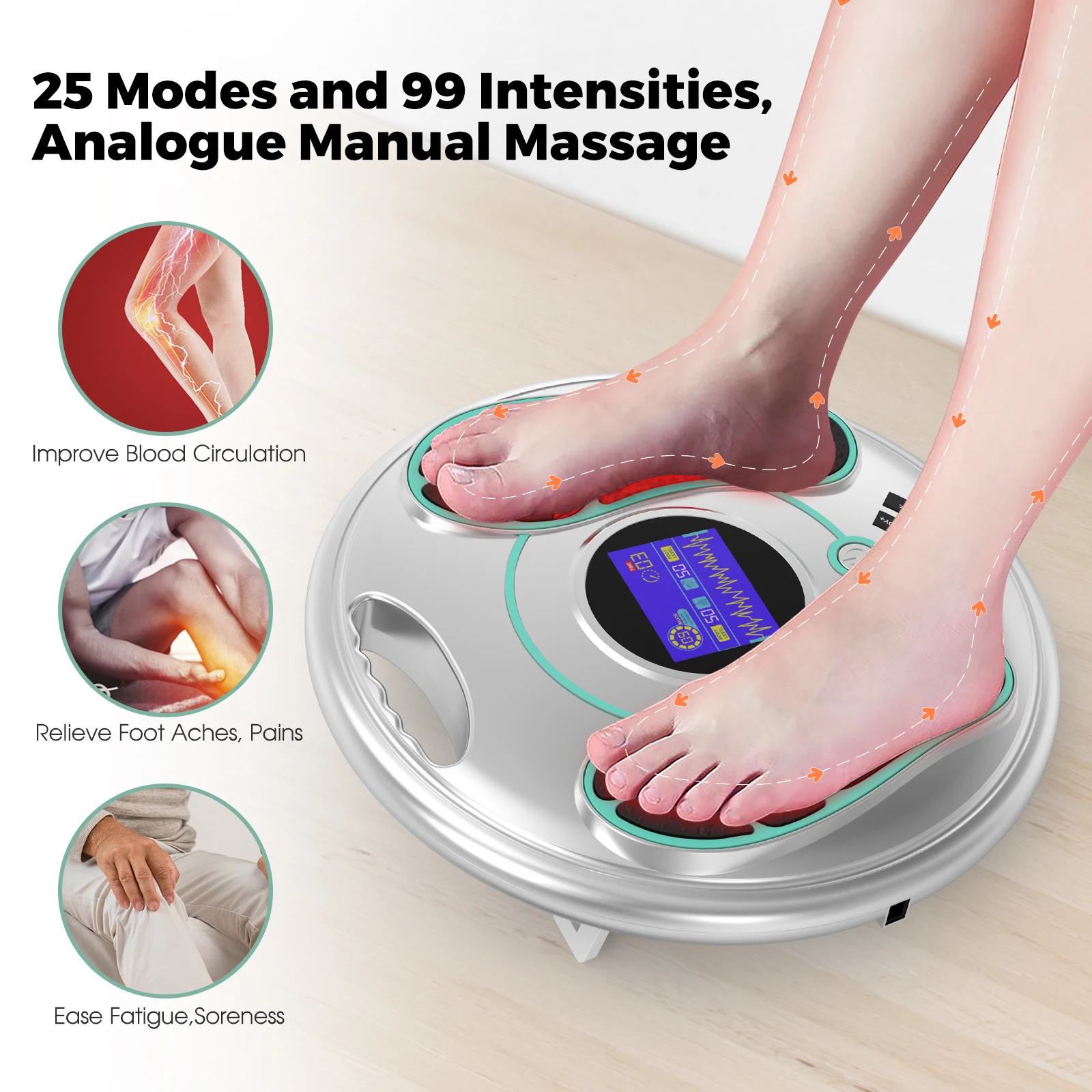 Foot Circulation Stimulator Pulse EMS and TENS Foot Neurostimulation Massager - improves blood circulation and relieves neuropat