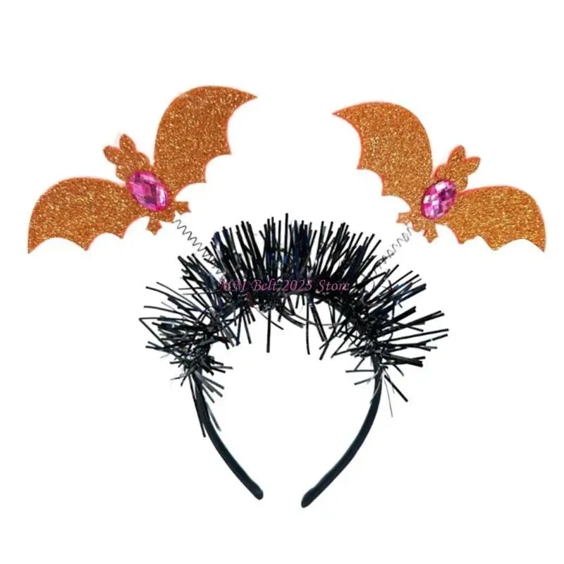 49ME 스팽글 박쥐 헤어후프 다크 시리즈 머리띠 할로윈 파티 의상 액세서리