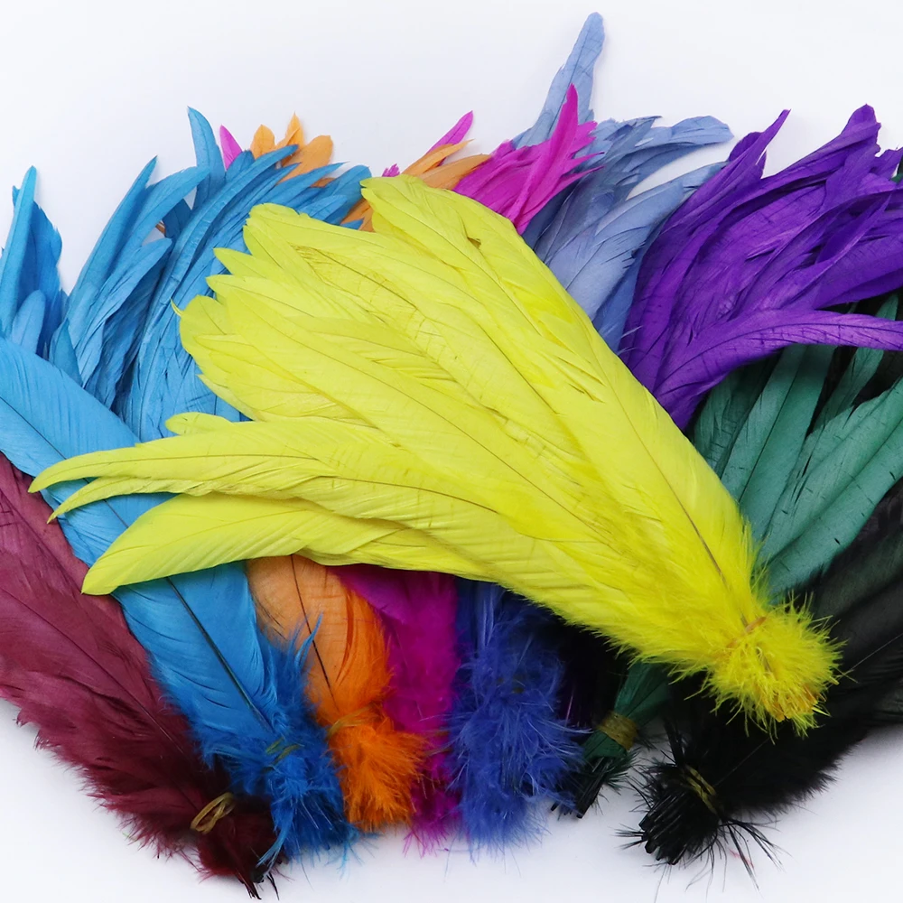 100pcs 25-40CM /10-16inch Rooster Tail Feathers Bulk Natural Plumes Large Pheasant Cock Clothing Jewelry Accessories Party Decor