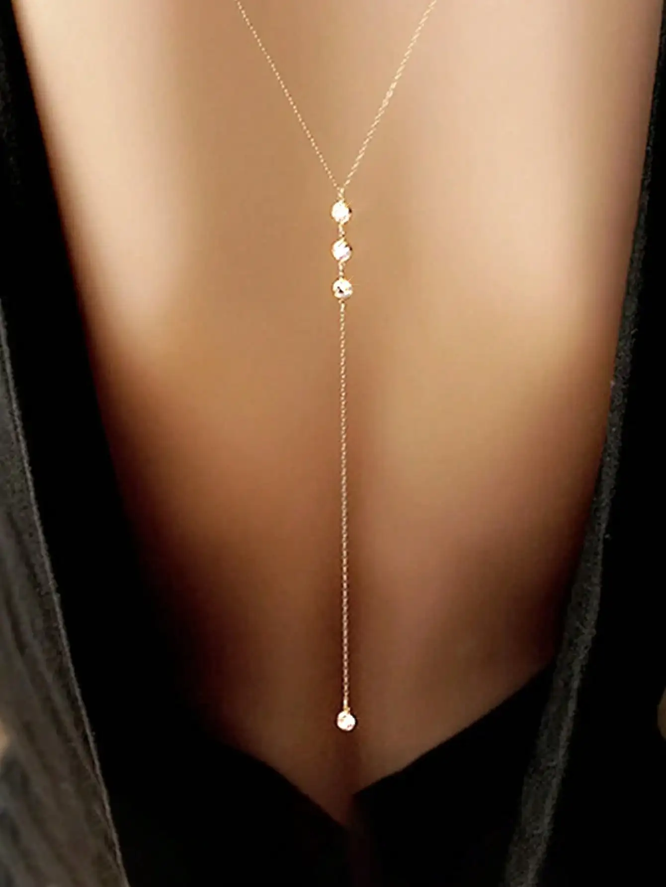 1pc Sparkling Diamond Pendant Tassel Gold Chain, Suitable For Women's Sweater Chain, Elegant Delicate Y-Shaped Gold Necklace, Fashionable And Minimalist, Suitable For Beach, Party And Daily Wear, Also Suitable As A Gift For Friends