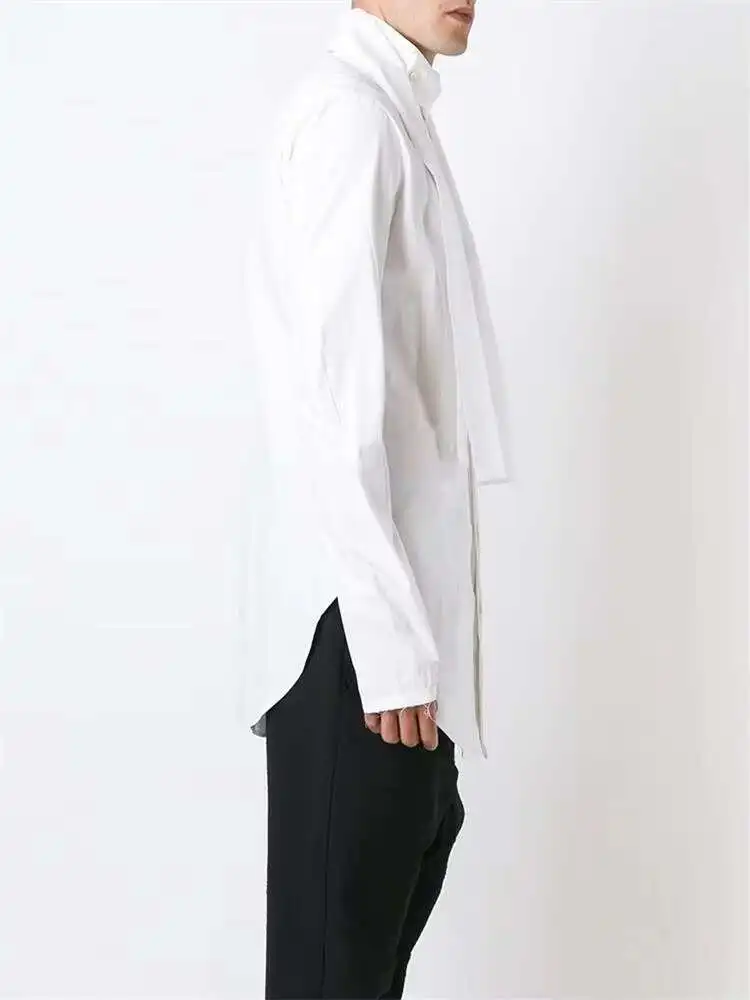 Men's New Style Men's Hair Stylist Fashion French Shirt Wedding Dress Shirt Large Size Shirt