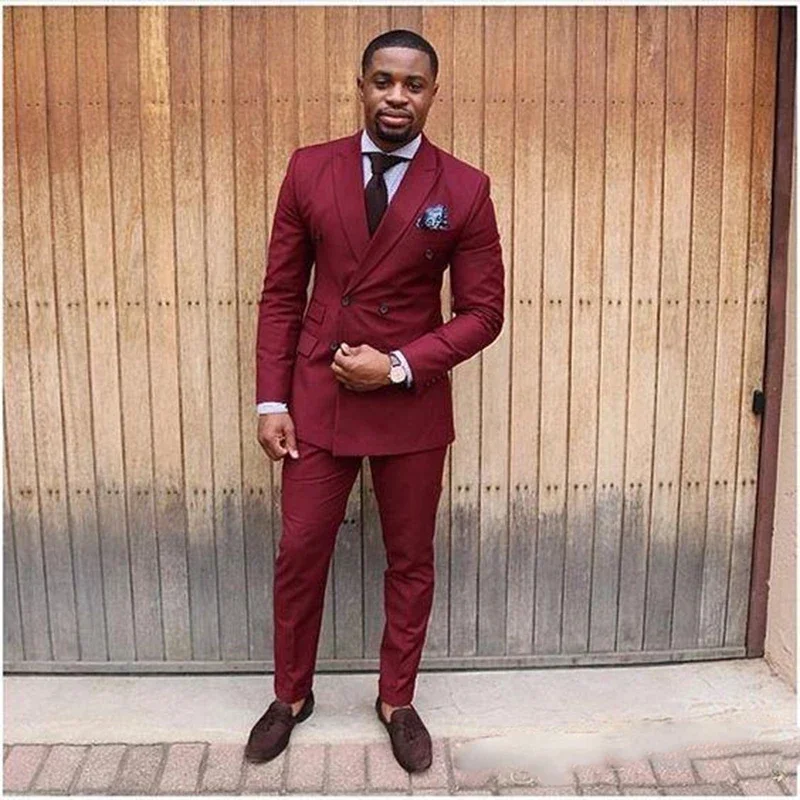 

Fashion Red Double Breasted Men Suit Smart Casual Slim Fit Blazers Hombre Business High Quality Custom 3 Piece Set Costume Homme