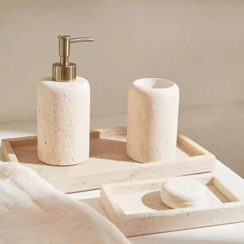 

oywj Marble travertine bathroom sink soap tray jewelry ornament plate